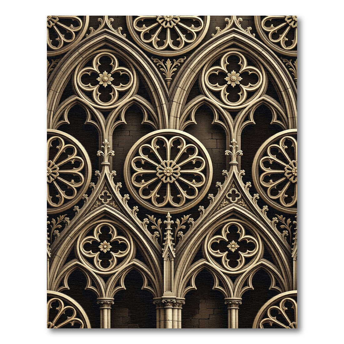 Gothic Gold Quatrefoil Rose Window Rug