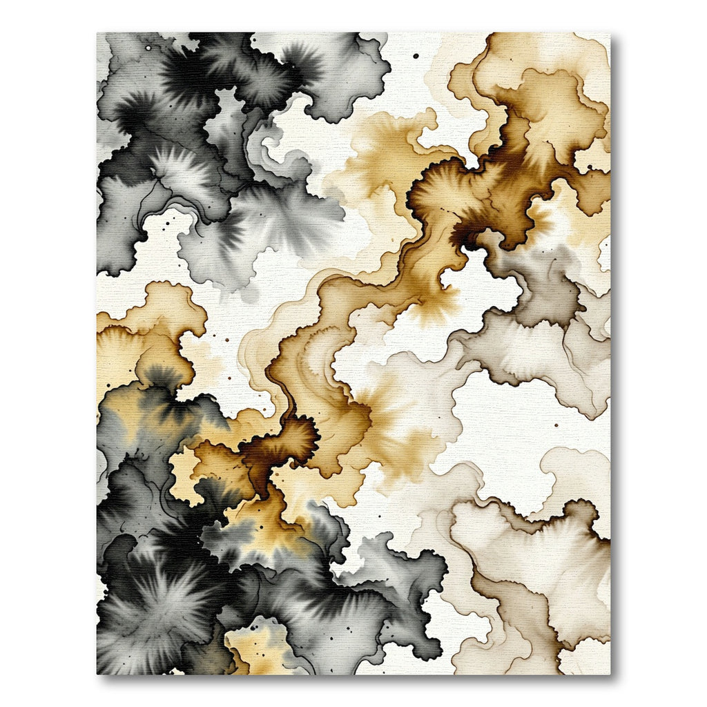 Earthy Ink Splatter Abstract Swirl Rug