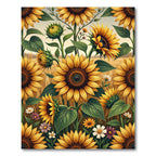 Golden Sunflower Field Floral Meadow Rug