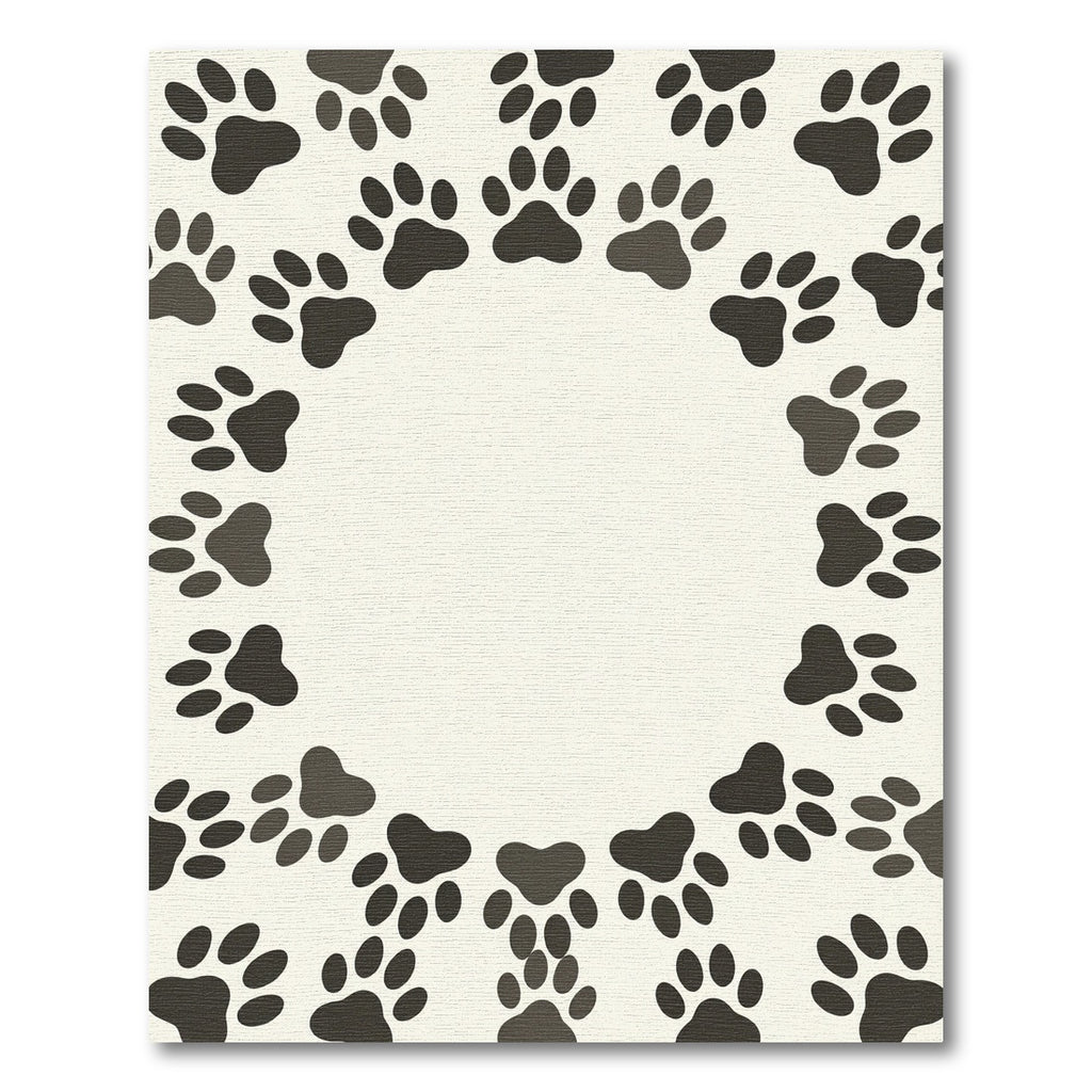 Minimalist Cream Paw Print Border Rug