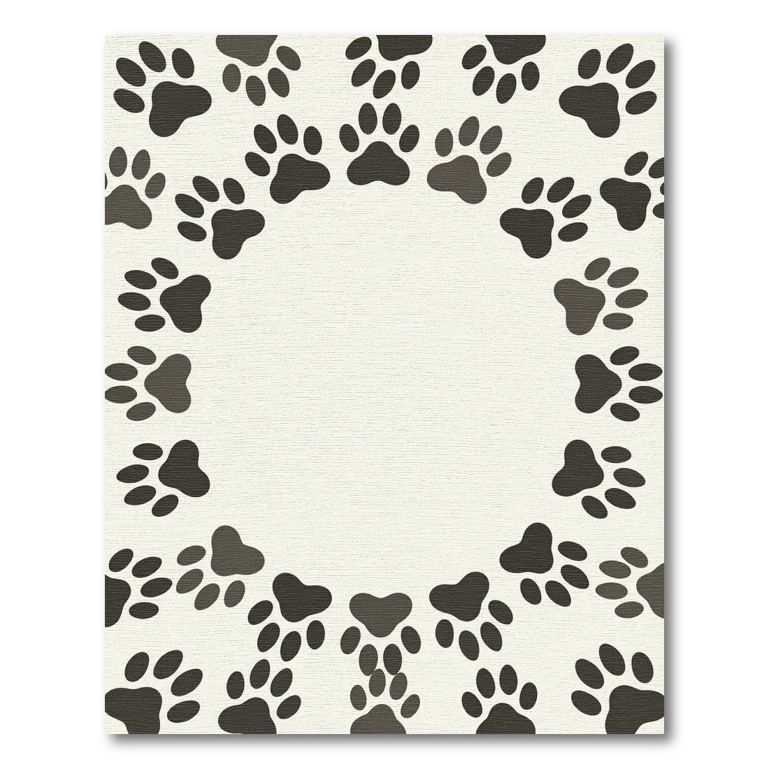 Minimalist Cream Paw Print Border Rug