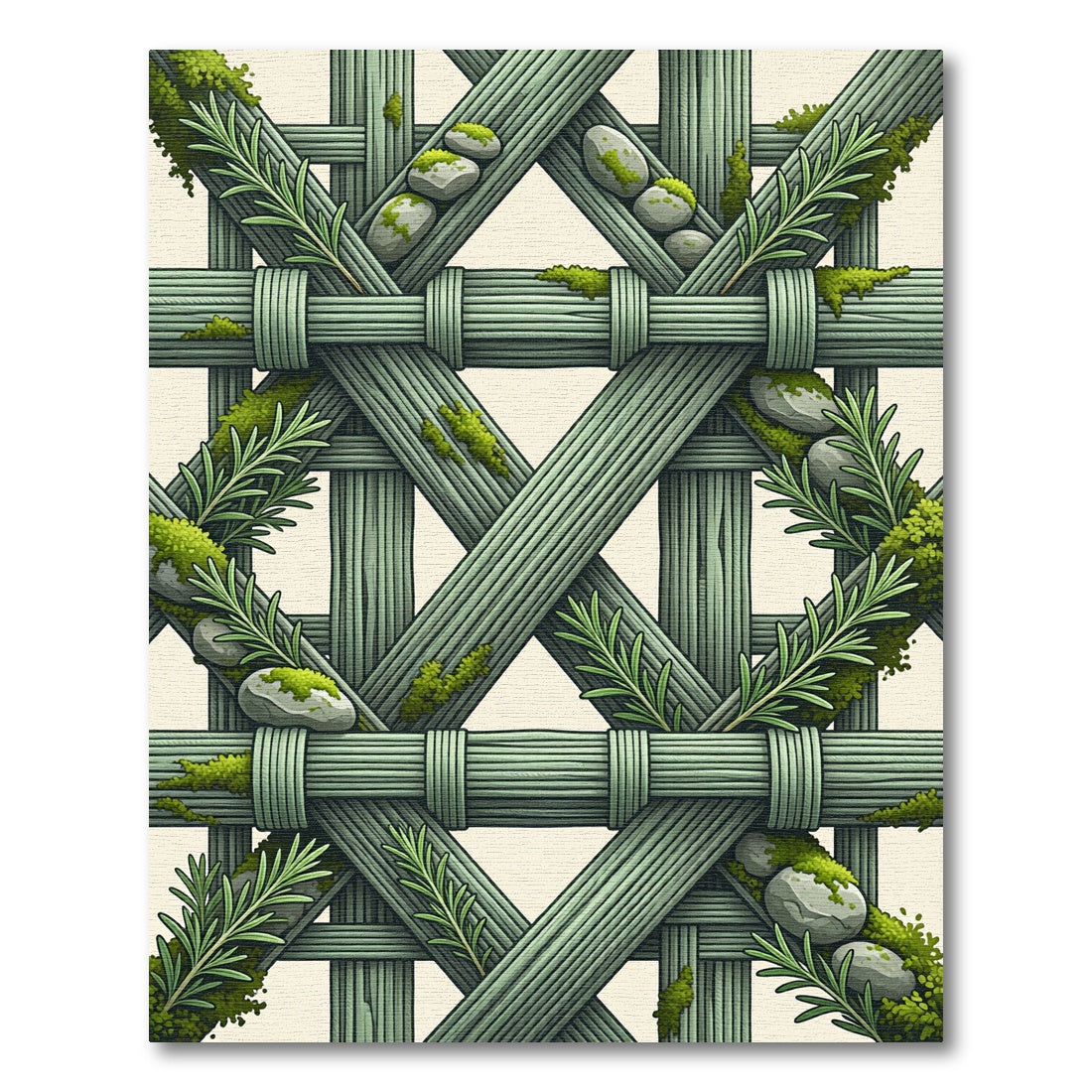 Green Woven Lattice Rosemary Rocks Rug