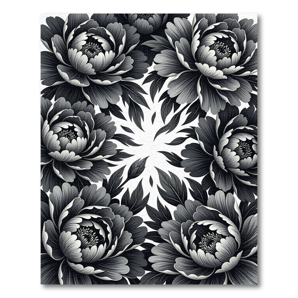 Monochromatic Floral Swirl Arrangement Rug