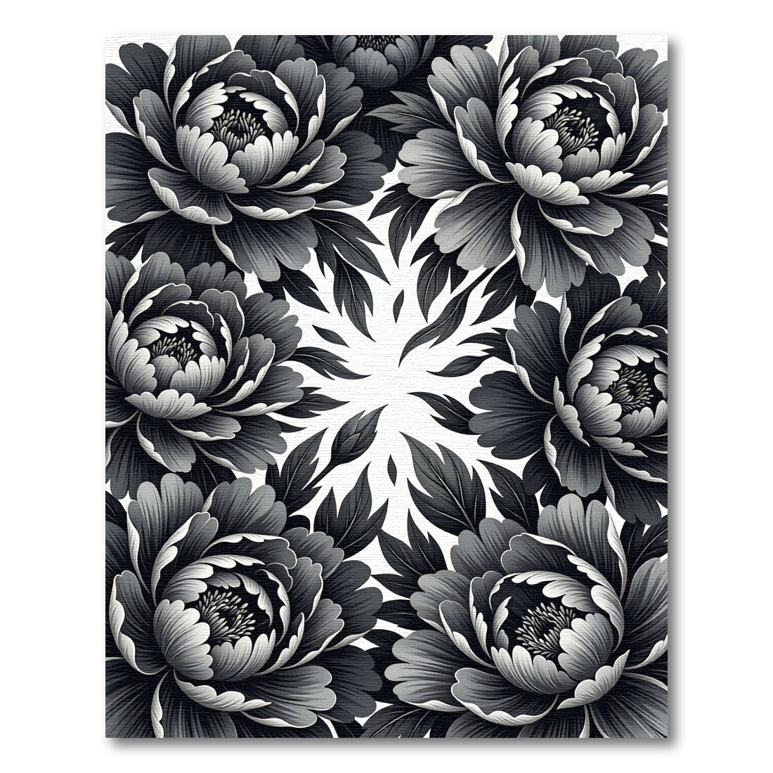Monochromatic Floral Swirl Arrangement Rug