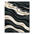 Sophisticated Black Beige Wave Rug