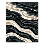 Sophisticated Black Beige Wave Rug