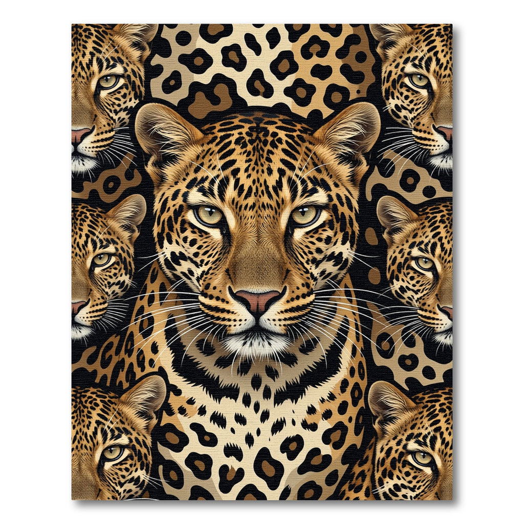 Golden Leopard Head Safari Portrait Rug