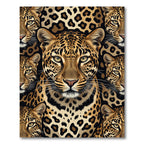 Golden Leopard Head Safari Portrait Rug