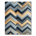 Modern Blue and Gold Zigzag Chevron Rug