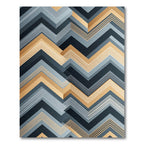 Modern Blue and Gold Zigzag Chevron Rug