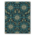 Midnight Teal Botanical Starry Paisley Rug