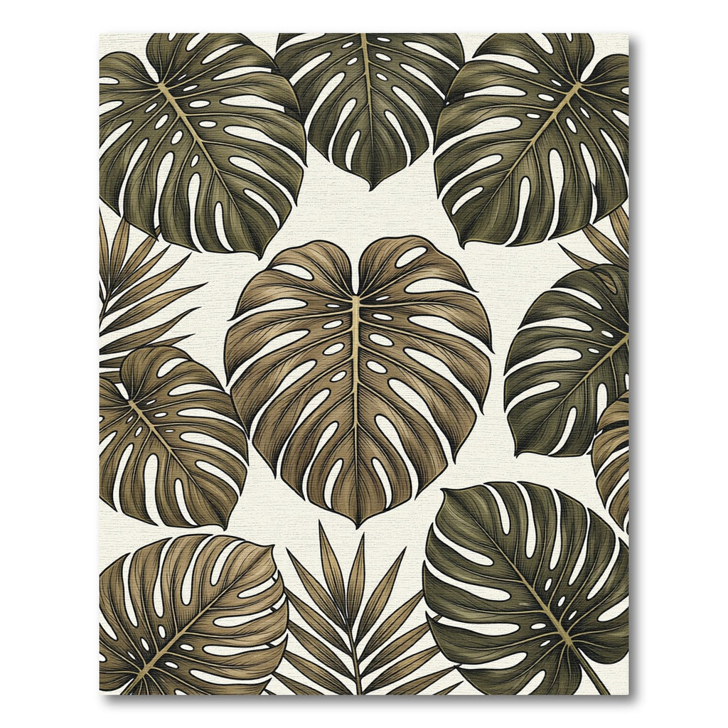 Lush Emerald Monstera Tropical Foliage Rug