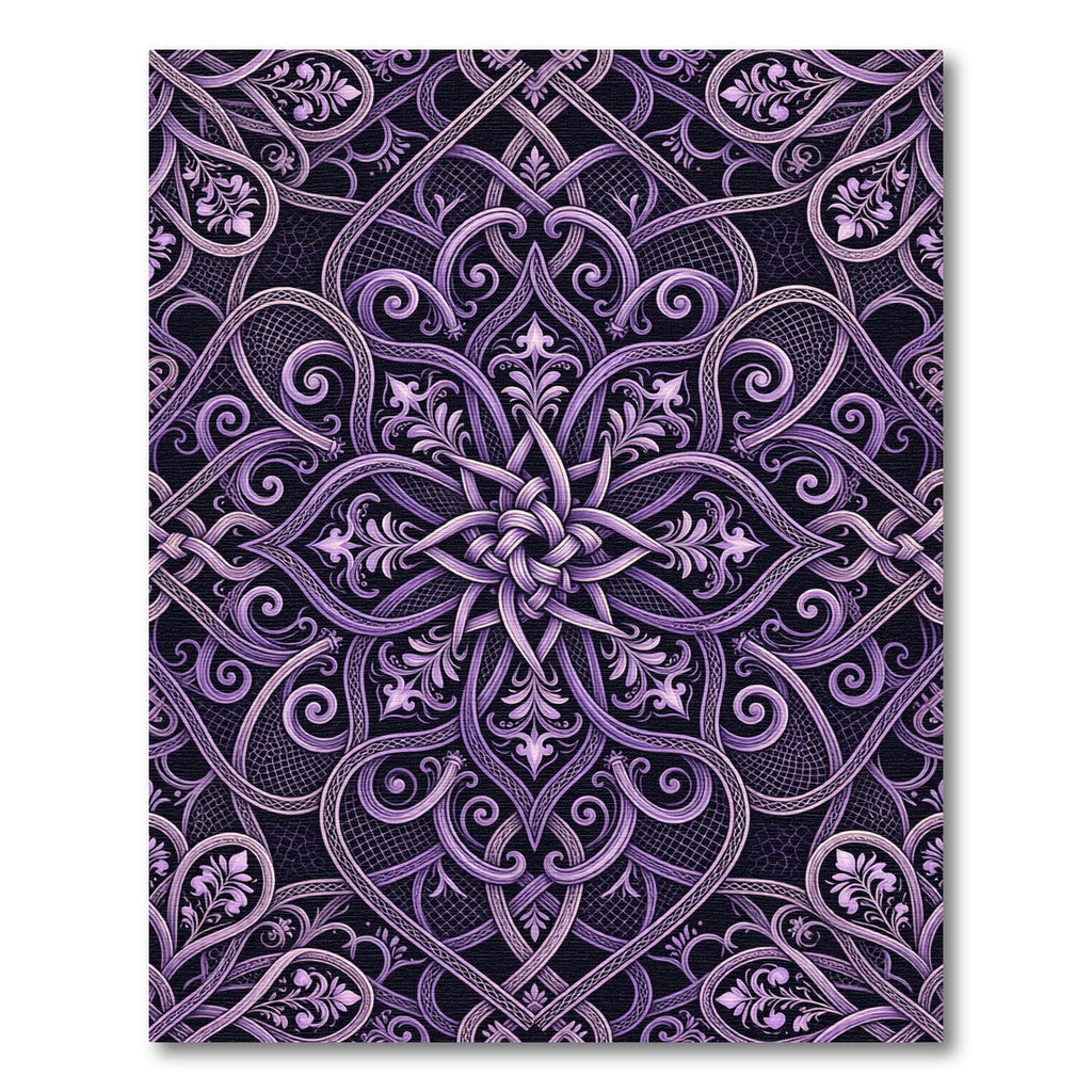 Ornate Lavender Filigree Interlace Medallion Rug