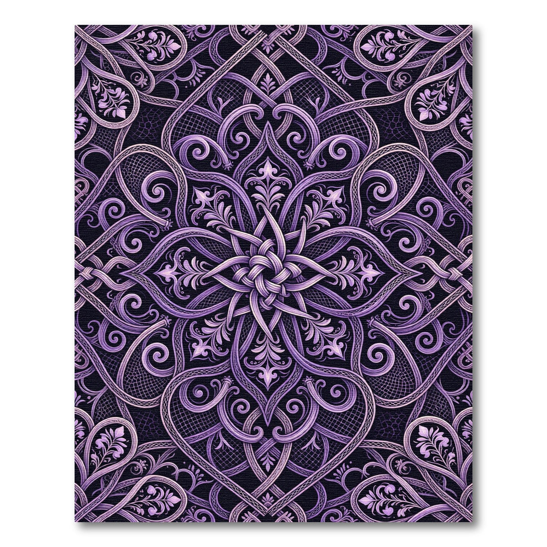 Ornate Lavender Filigree Interlace Medallion Rug