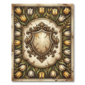 Vintage Golden Tulip Baroque Crest Rug