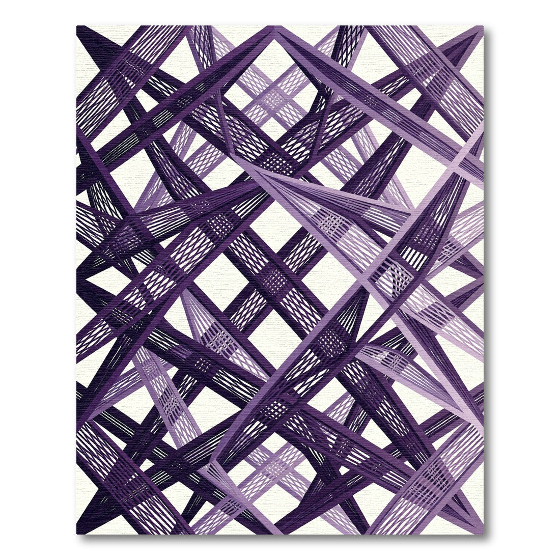 Geometric Violet Interlocking Linear Grid Rug