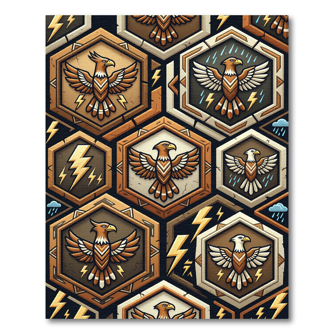 Golden Eagle Geometric Hexagon Lightning Earthy Rug