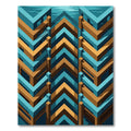 Geometric Teal and Amber Chevron Rug