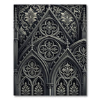 Gothic Monochrome Architectural Floral Stone Rug