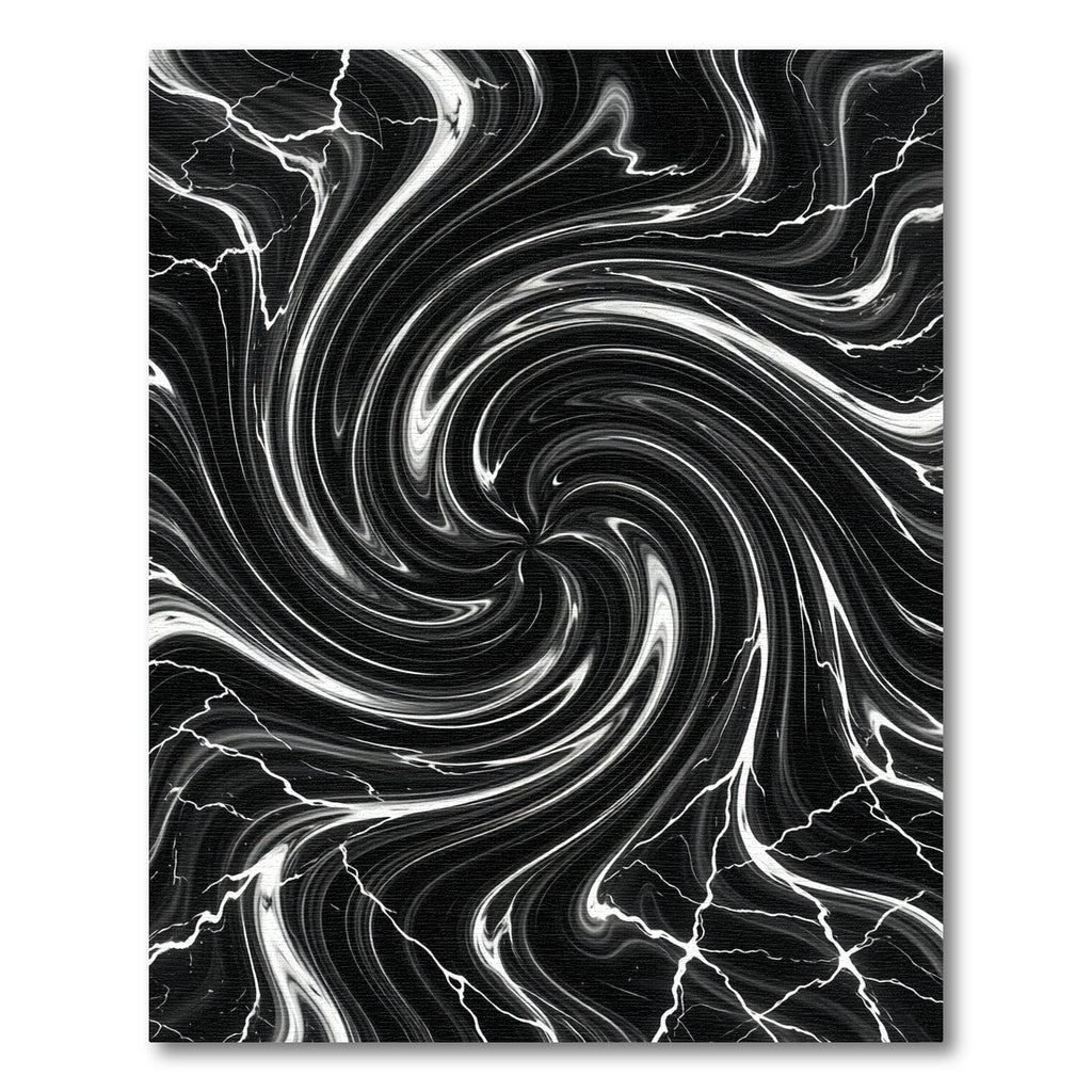 Black White Swirling Lightning Vortex Rug