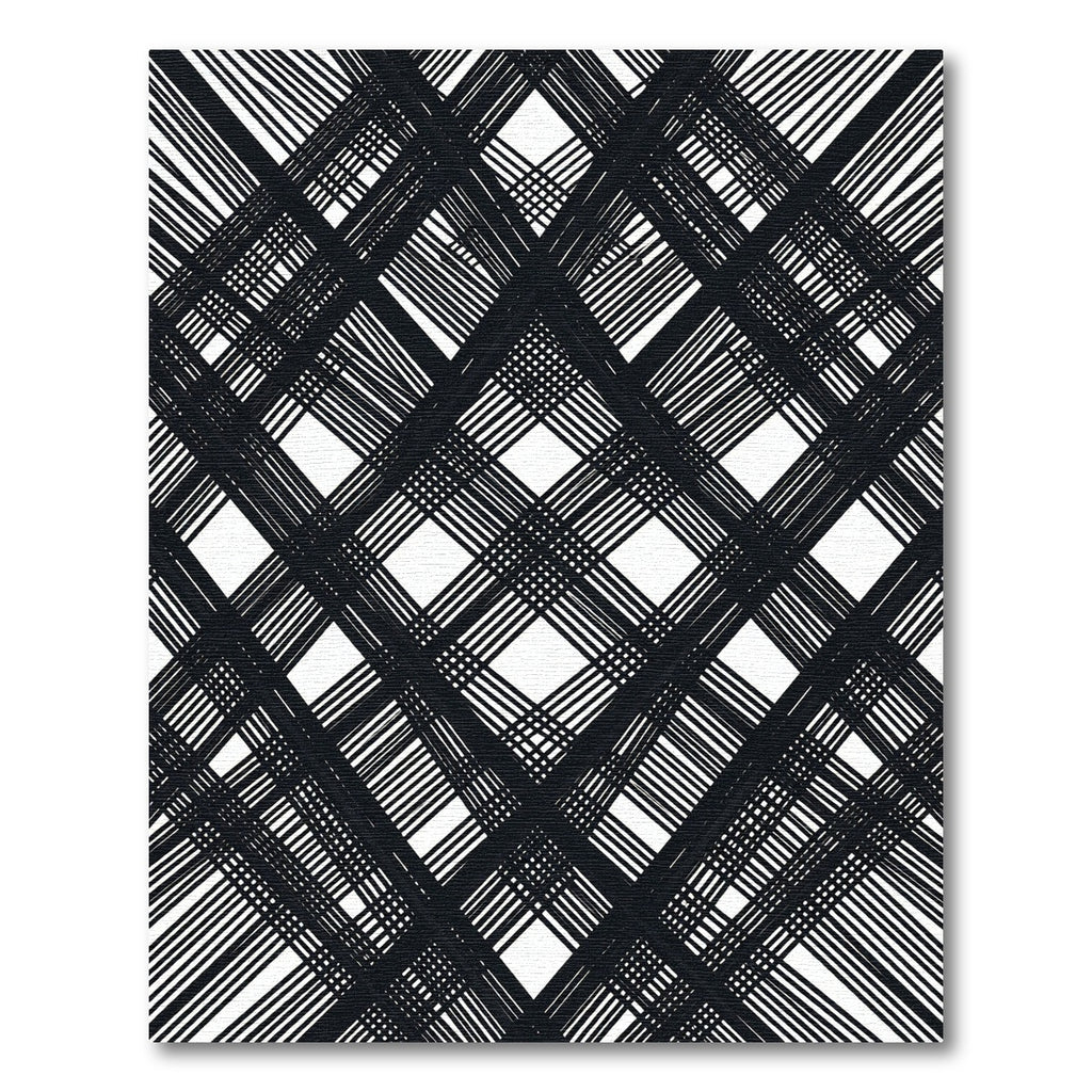 Black White Intersecting Lines Diamond Rug