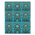 Teal Floral Arched Lattice Wallpaper Rug