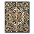 Ornate Gold Filigree Baroque Scrollwork Rug