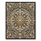Ornate Gold Filigree Baroque Scrollwork Rug