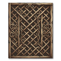 Ornate Wood Lattice Scroll Trellis Rug