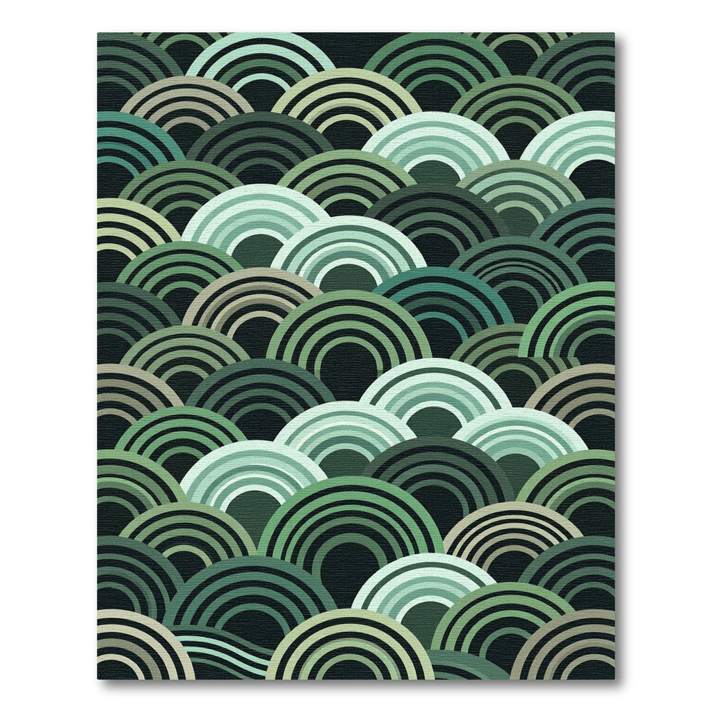 Deep Forest Green Scale Overlap Rug