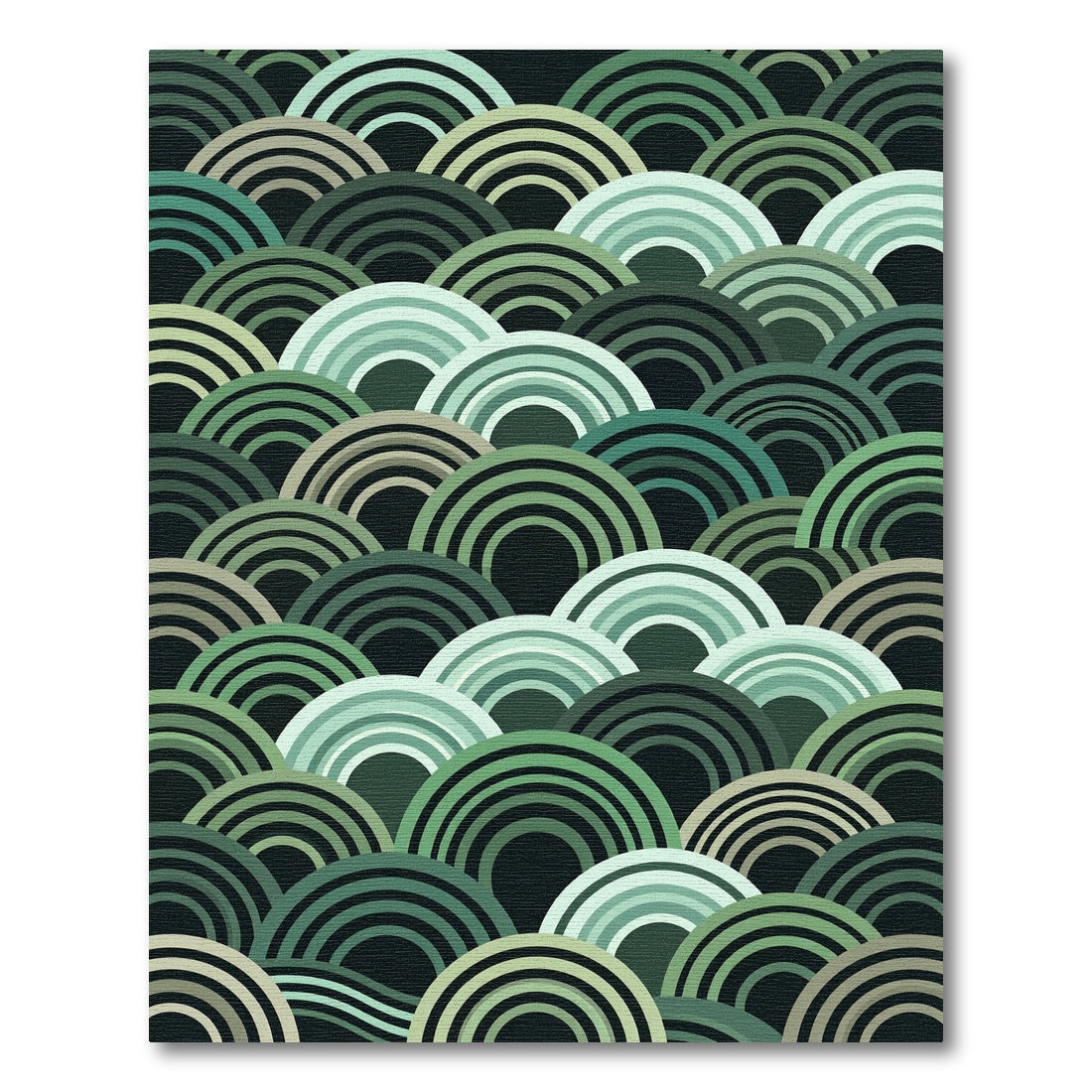Deep Forest Green Scale Overlap Rug