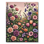 Pastel Garden Roses Morning Glory Tulip Rug
