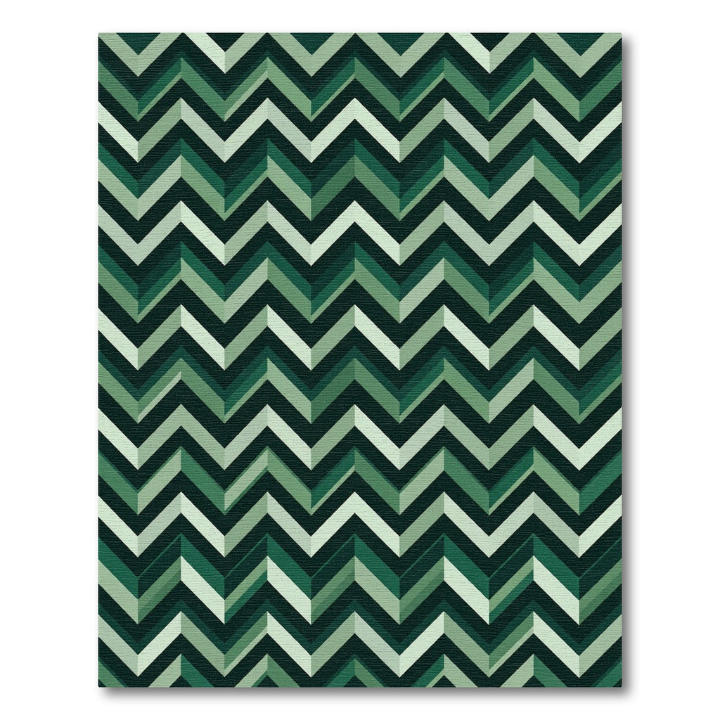 Earthy Green Chevron Zigzag Rug