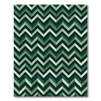 Earthy Green Chevron Zigzag Rug