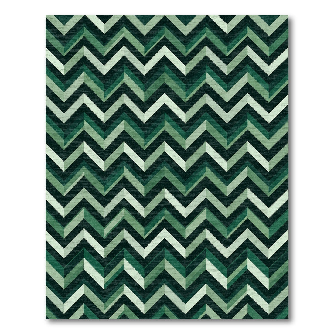 Earthy Green Chevron Zigzag Rug