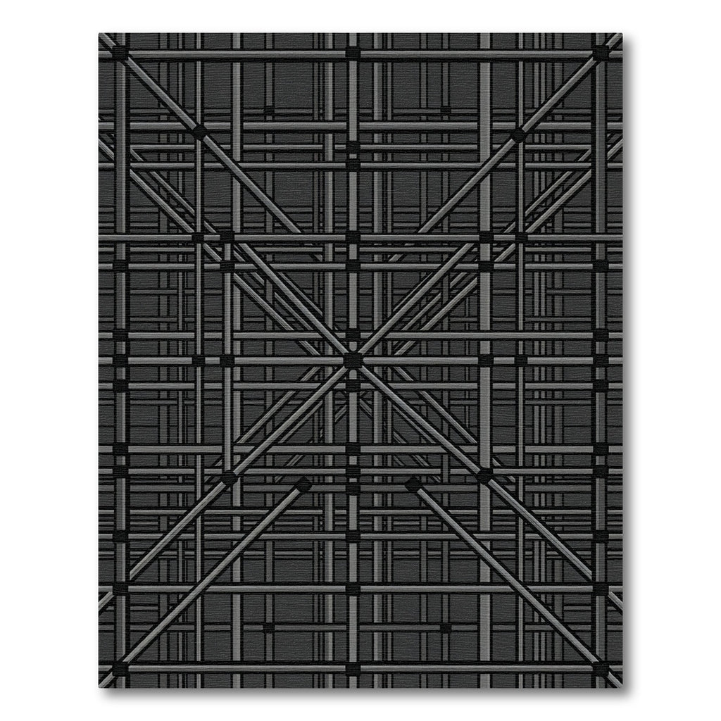 Dark Gray Interlocking Grid Lines Rug