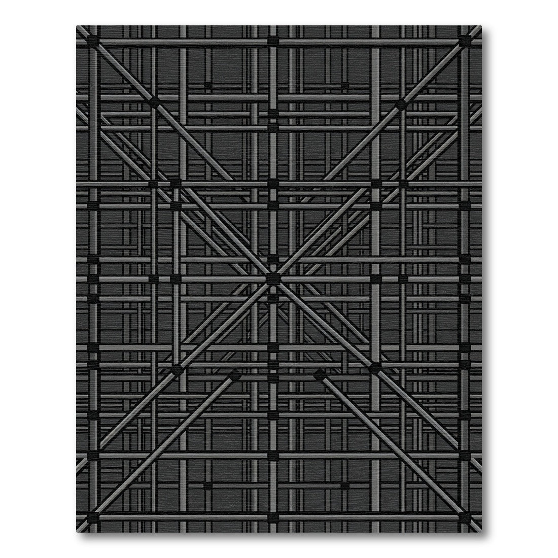 Dark Gray Interlocking Grid Lines Rug