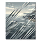 Coastal Serenity Diagonal Stripe Ocean Landscape Rug