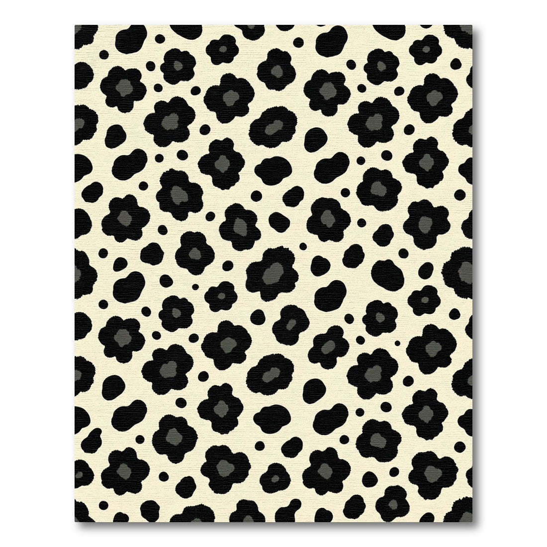 Cream Black Floral Spots Rug
