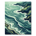 Abstract Teal Flowing Ocean Wave Rug