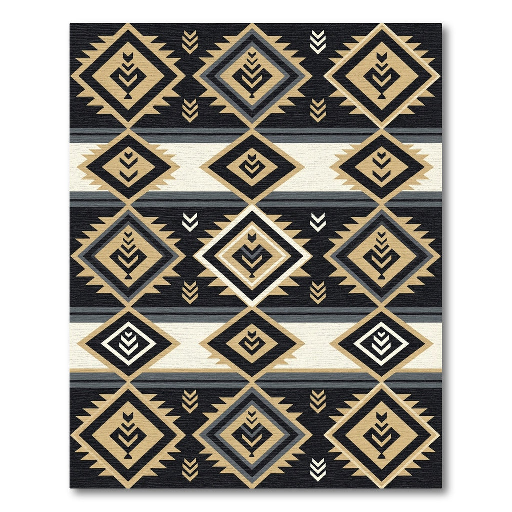 Black and Gold Geometric Chevron Rug