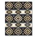 Black and Gold Geometric Chevron Rug