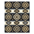 Black and Gold Geometric Chevron Rug