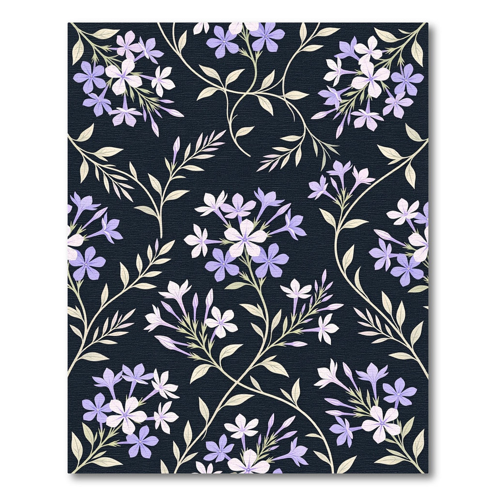 Elegant Lavender Floral Midnight Meadow Rug