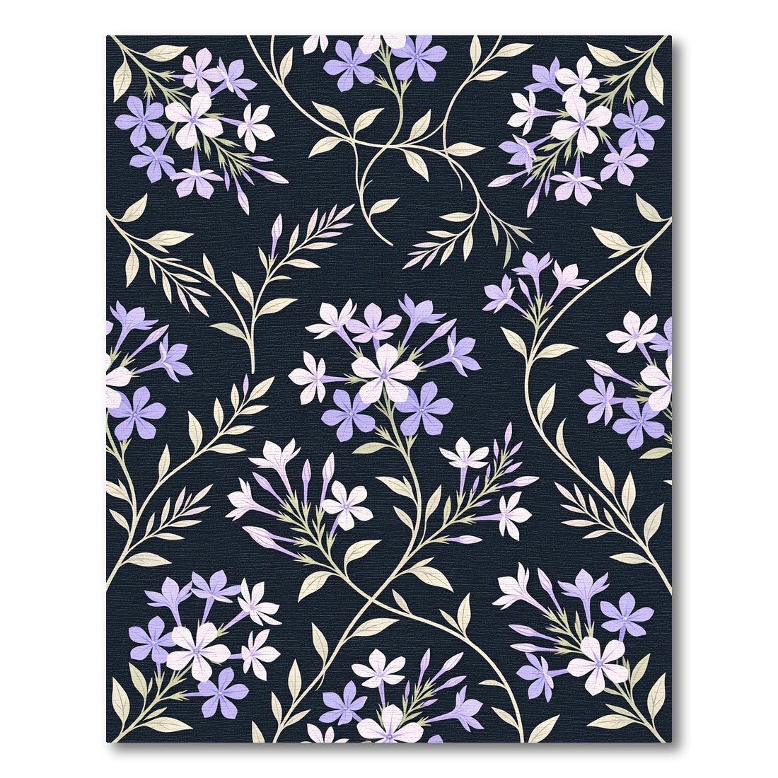 Elegant Lavender Floral Midnight Meadow Rug