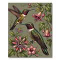 Hummingbird Botanical Garden Floral Illustration Rug