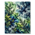 Watercolor Juniper Berry Forest Foliage Rug