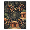 Golden Tarantula Web Southwestern Desert Scene Rug