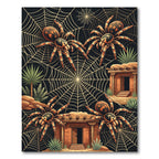 Golden Tarantula Web Southwestern Desert Scene Rug