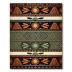 Earthy Copper Sun Aztec Striped Tapestry Rug